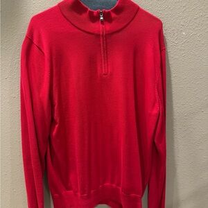 Men’s Lands’ End 1/4 Zip Sweater - Red - Large